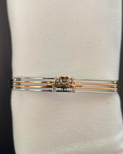 Duo-Tone Heart Desire Bracelet – 925 Sterling Silver, Rose Gold Finish, Secure Clasp
