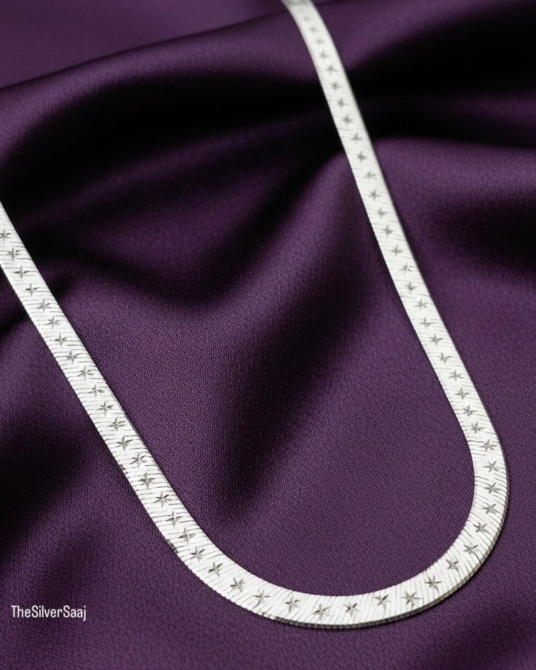 The Silver Saaj Snake Chain with Star Cuts