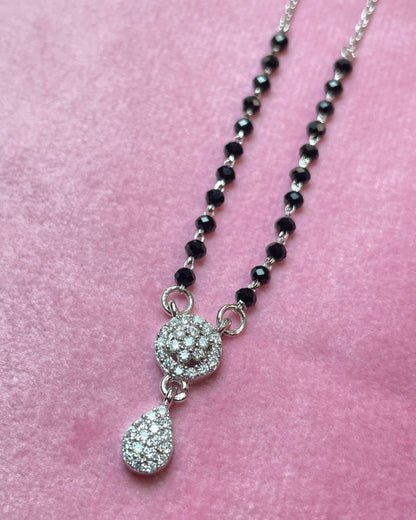 Blooming Bond: Floral Rosette CZ 925 Sterling Silver Mangalsutra