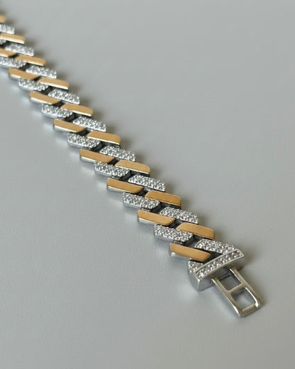 Sterling Silver Two-Tone Cuban Link Bracelet