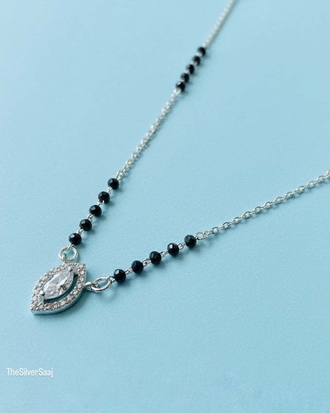 The Silver Saaj Sterling Silver Navette Sparkle Mangalsutra