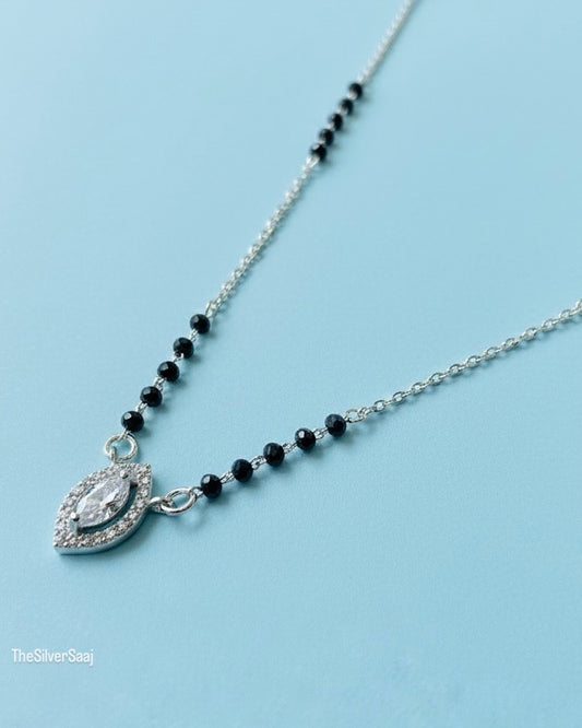 The Silver Saaj Sterling Silver Navette Sparkle Mangalsutra