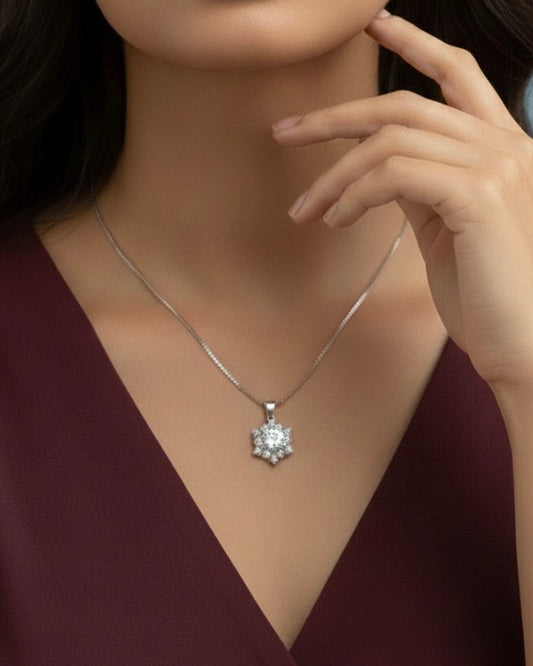 Elegant Floral Cluster Sterling Silver Necklace