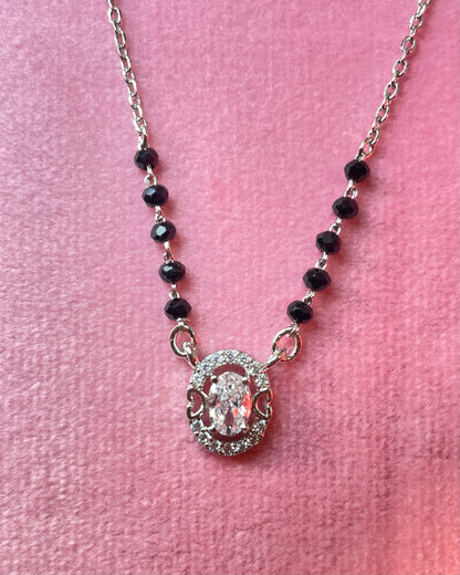 The Eternal Love : Diamond-Cut & Heart Motif 925 Silver Mangalsutra