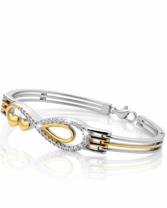 Dual Tone Eternal Heart 925 Sterling Silver Kada