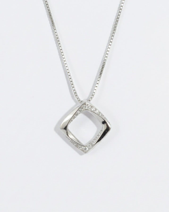 Sterling Silver Geometric Sparkle Necklace