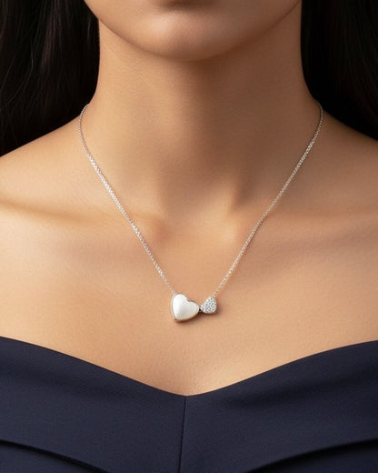 Two Hearts, One Shine Sterling Silver Necklace
