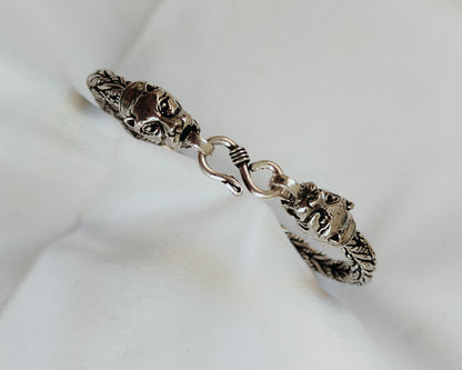 The Alpha's Embrace: 925 Sterling Silver Jaguar Head Bracelet