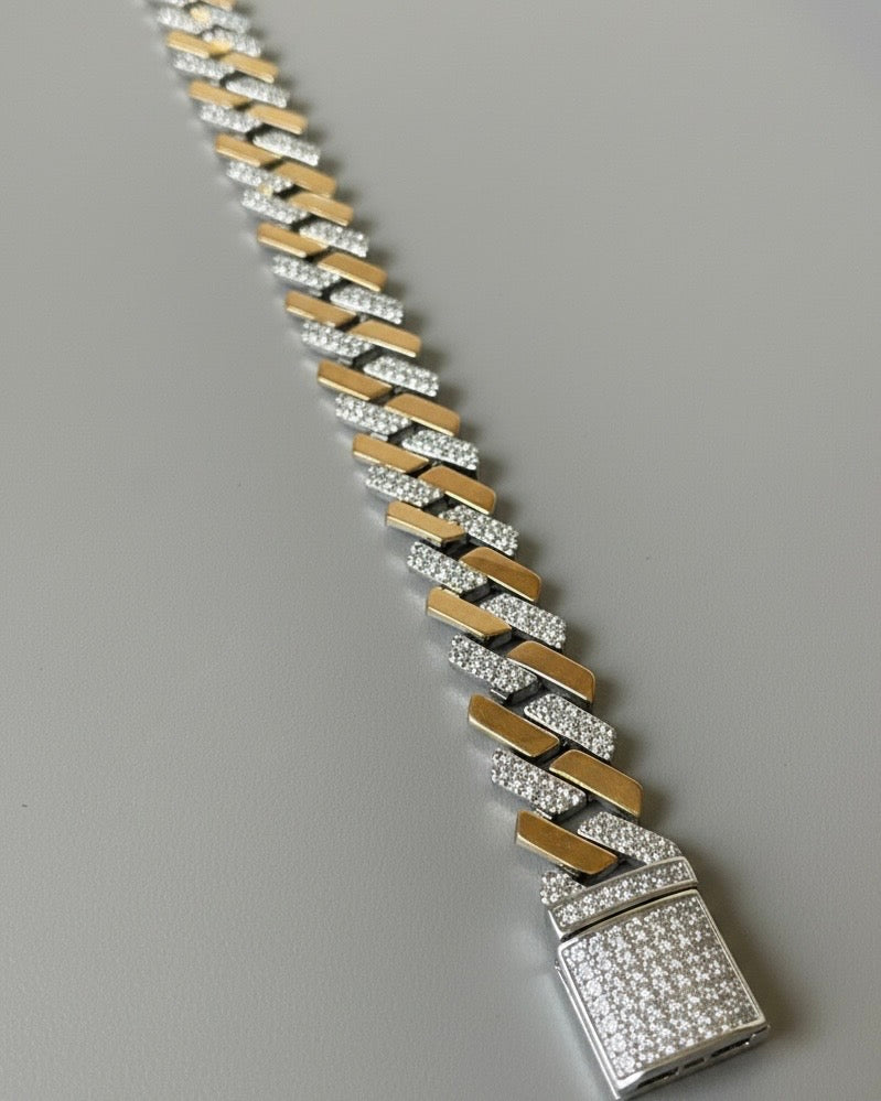 Sterling Silver Two-Tone Cuban Link Bracelet