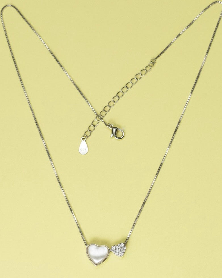 Two Hearts, One Shine Sterling Silver Necklace