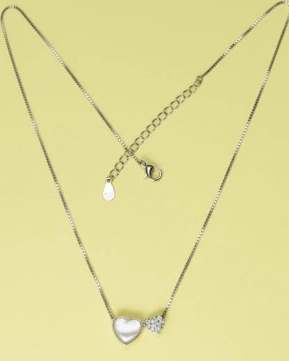 Two Hearts, One Shine Sterling Silver Necklace