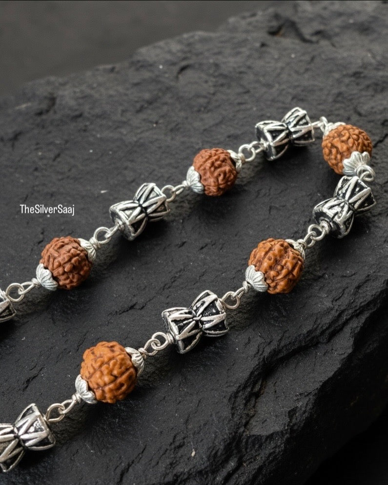Authentic Rudraksha & Sterling Silver Bracelet