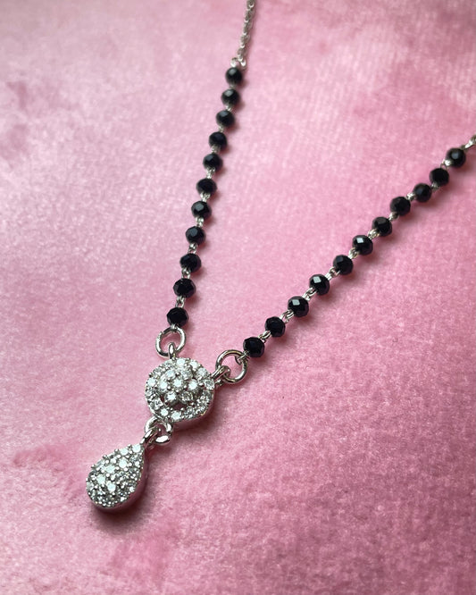 Blooming Bond: Floral Rosette CZ 925 Sterling Silver Mangalsutra