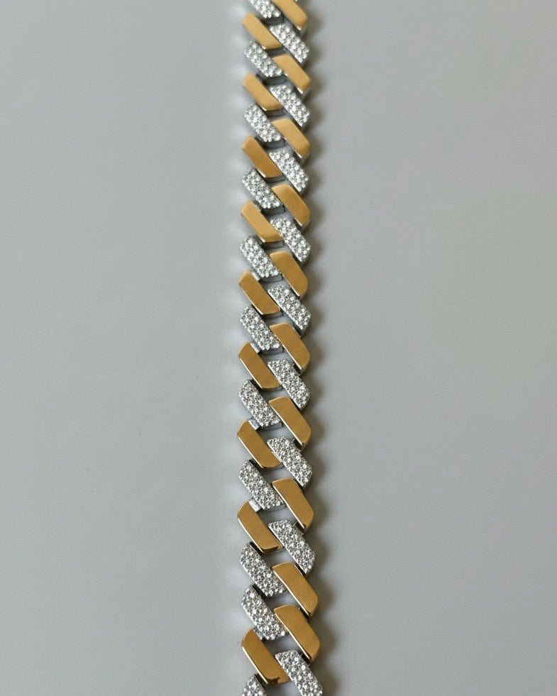 Sterling Silver Two-Tone Cuban Link Bracelet