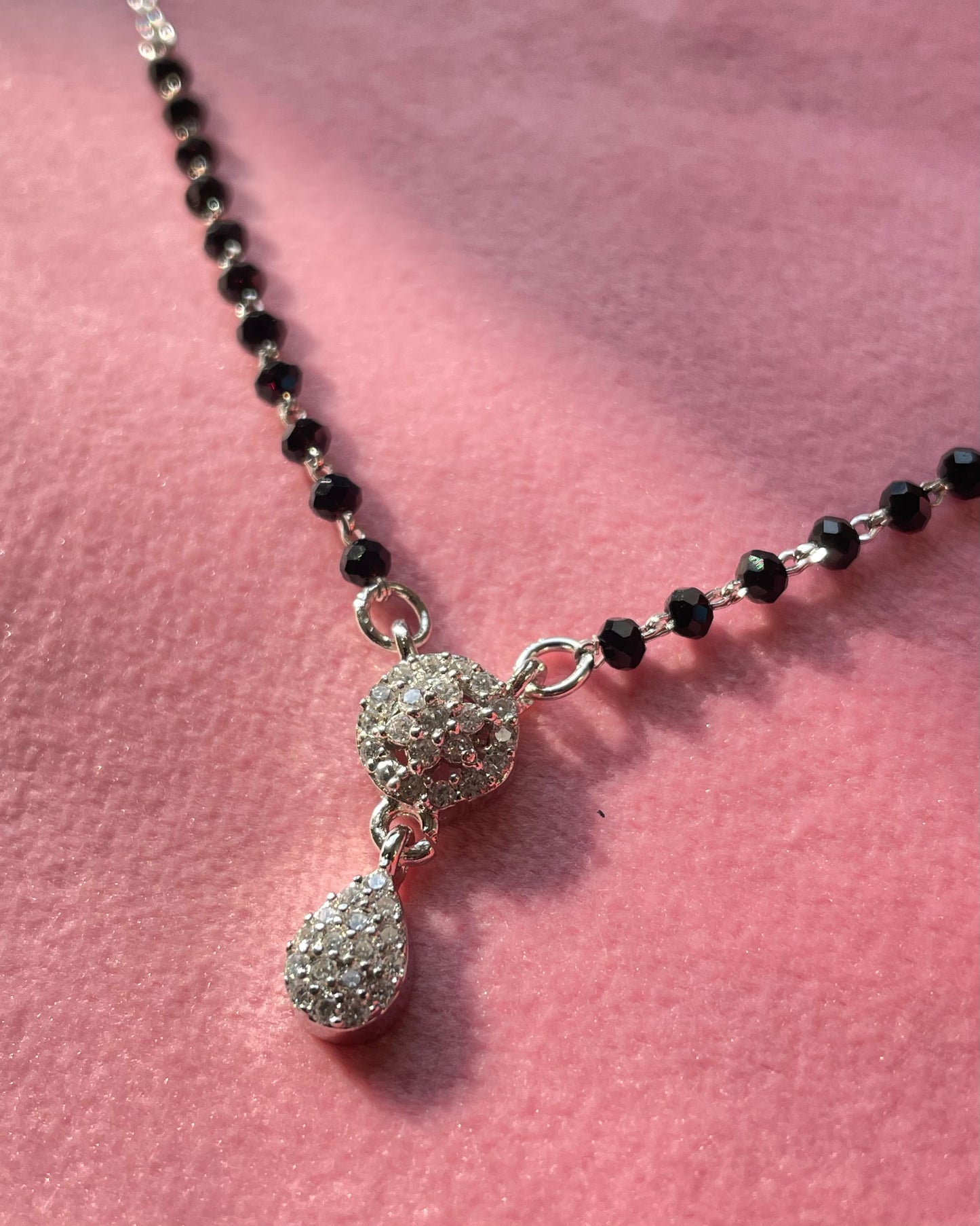Blooming Bond: Floral Rosette CZ 925 Sterling Silver Mangalsutra
