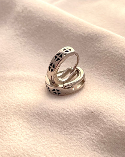 Stellar Geometric 925 Sterling Silver Huggies Hoop Bali