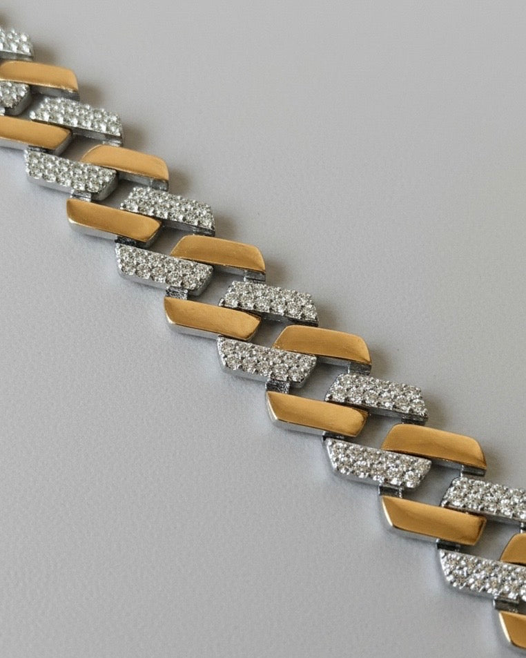Sterling Silver Two-Tone Cuban Link Bracelet