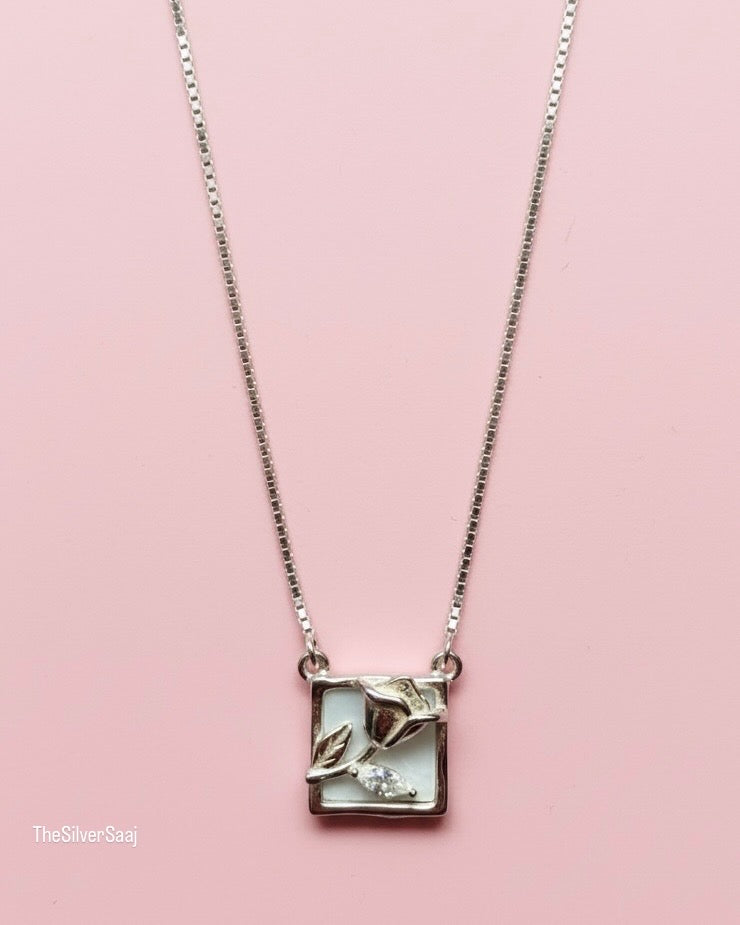 The Silver Saaj Sterling Silver Rose Pendant Necklace