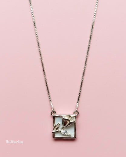 The Silver Saaj Sterling Silver Rose Pendant Necklace