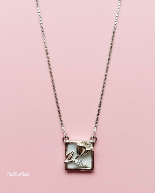 The Silver Saaj Sterling Silver Rose Pendant Necklace