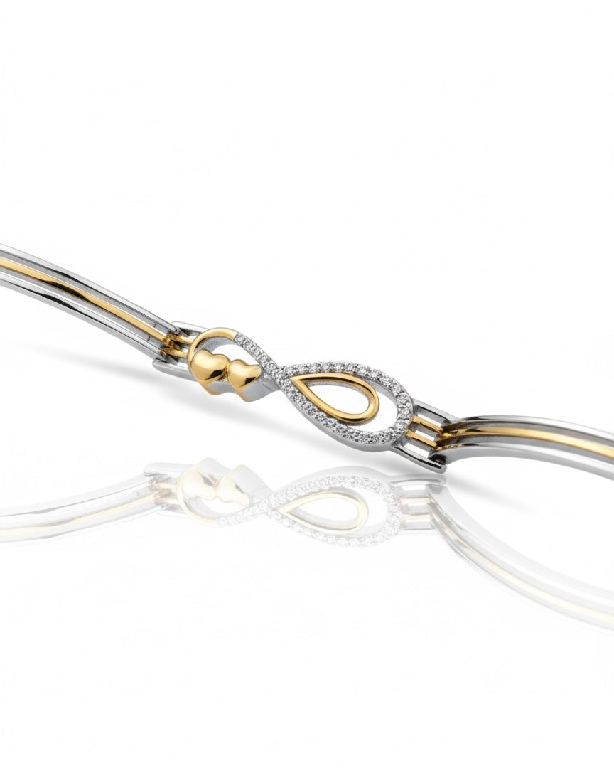 Dual Tone Eternal Heart 925 Sterling Silver Kada