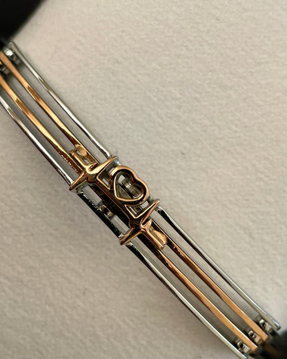 Duo-Tone Heart Desire Bracelet – 925 Sterling Silver, Rose Gold Finish, Secure Clasp