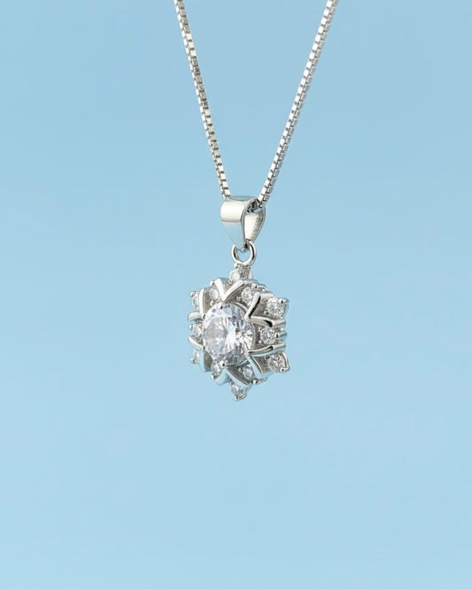 Elegant Floral Cluster Sterling Silver Necklace