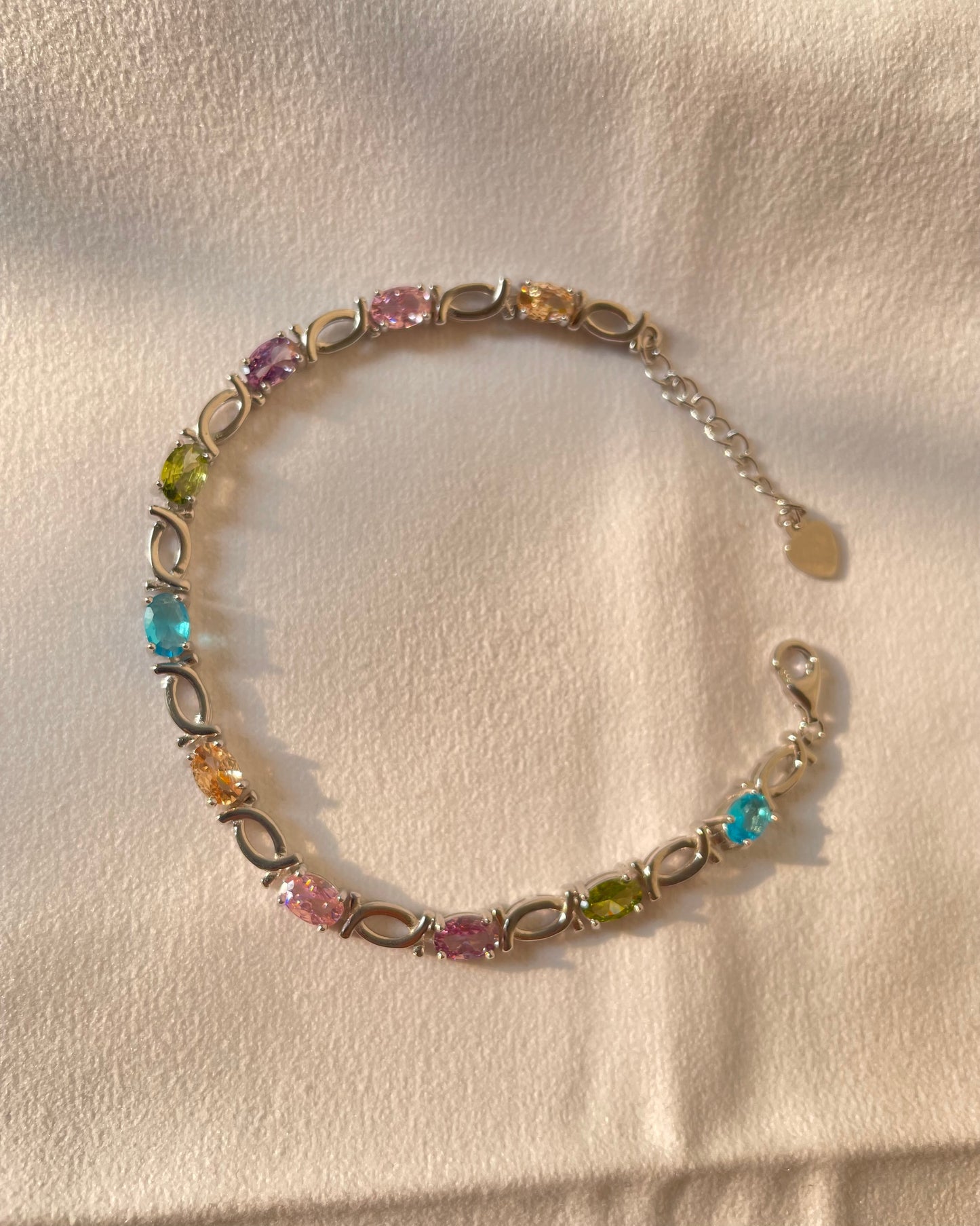 The Starlight Path: Multi-Gemstone Sterling Silver Bracelet