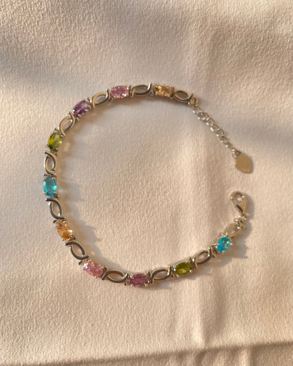 The Starlight Path: Multi-Gemstone Sterling Silver Bracelet