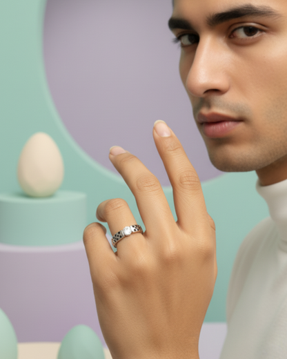 The Gridlock Studded Band | 925 Sterling Silver