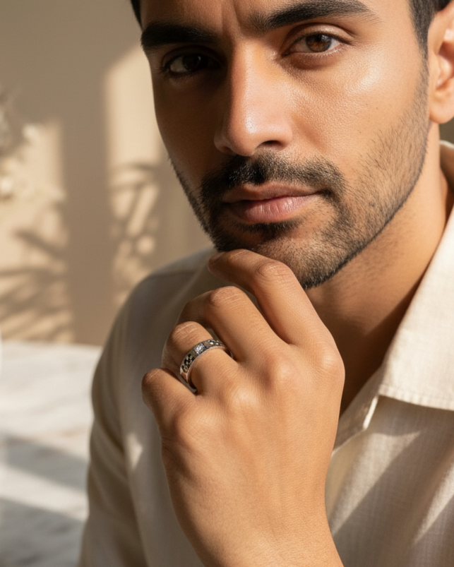 The Gridlock Studded Band | 925 Sterling Silver