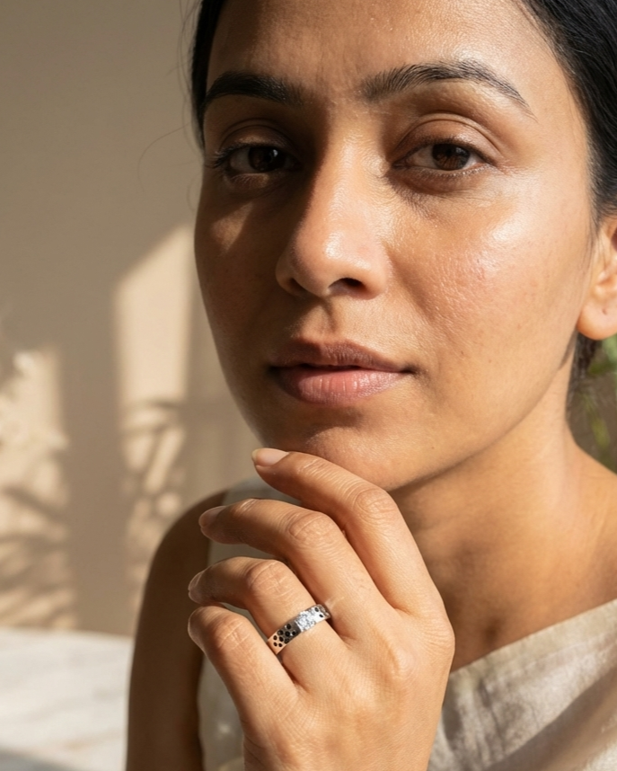 The Gridlock Studded Band | 925 Sterling Silver